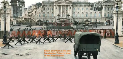  ??  ?? Battle of Britain is lost and Buckingham Palace is home to the Nazi swastika