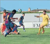  ?? FOTO: FCB ?? ‘Choco’ Lozano abrió su cuenta como goleador con el Barça B