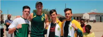  ??  ?? Four of South Africa’s kickboxing champions were at the anti-bullying session. From left:Keagan Rowe and Keanan Cavanagh from Pretoria, with Josh and Chayse Norris from George.