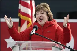  ?? ROBERT F. BUKATY — THE ASSOCIATED PRESS FILE ?? On Nov. 4, Sen. Susan Collins, R-Maine, speaks in Bangor, Maine.