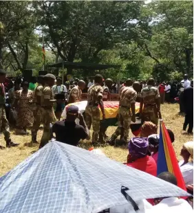  ??  ?? Cde Mhiripiri who was declared a provincial hero, was buried with military honours — (Picture by Lovemore Kadzura)