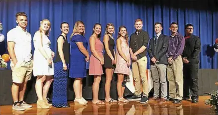  ?? PHOTO PROVIDED ?? The Corinth Central School District 2017 Honor Grads are, from left, Sam Kramer, Gracelyn Germain, Cheyenne Dingman, Morgan Baker, Emily Jackson, Brooke Emery, Maddison Dockum, Trae Dumas, Beau DenBesten, Michael All and Kody Quackenbus­h.