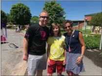  ?? SUBMITTED PHOTO ?? Trevor Haskell, right, Aubrey Zabele, and Eileen Bleaking at the J.D. George Elementary School on Friday, June 7.