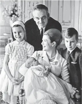  ?? AP (1965) ?? Prince Rainier with Princess Grace and their children, Caroline, Albert and Stephanie. “I don’t know if she would agree with everything going on today in Hollywood,” Albert says. “Some things would irritate her.”