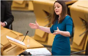  ??  ?? Finance Secretary Kate Forbes set out a Scottish Budget that included cash for a council tax freeze