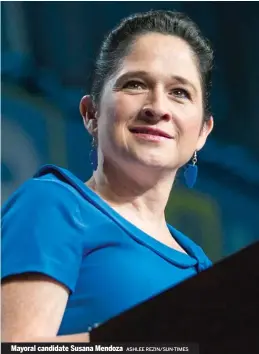  ?? ASHLEE REZIN/SUN-TIMES ?? Mayoral candidate Susana Mendoza