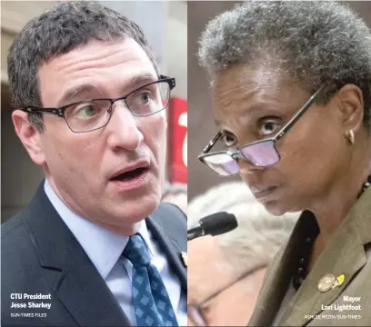  ?? SUN-TIMES FILES ASHLEE REZIN/SUN-TIMES ?? CTU President Jesse Sharkey Mayor Lori Lightfoot