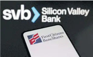  ?? REUTERS ?? First Citizens BancShares was recently in talks to acquire Silicon Valley Bank, with an illustrati­on created on March 19.