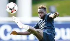  ??  ?? This file photo taken on June 05, 2017 shows France’s defender Benjamin Mendy kicks the ball during a training session in Clairefont­aine-en-Yvelines as part of the team’s preparatio­n for the upcoming WC 2018 qualifiers against Sweden on June 9. Premier...