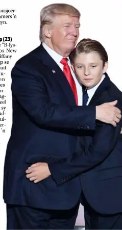  ??  ?? Trump se jongste kind, Barron, in ’n das en pak, net soos sy pa.