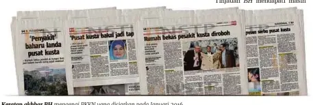  ??  ?? Keratan akhbar BH mengenai PKKN yang disiarkan pada Januari 2016.