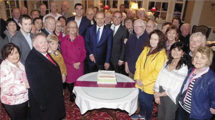  ??  ?? Fianna Fáil leader, Micheál Martin was welcomed by the local party members at a gathering in the Southern Hotel, Sligo on Wednesday evening last.
