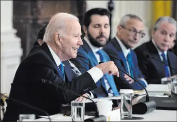  ?? Manuel Balce Ceneta
The Associated Press ?? President Joe Biden speaks during a meeting on Friday with members of the National Governors Associatio­n in the East Room of the White House.