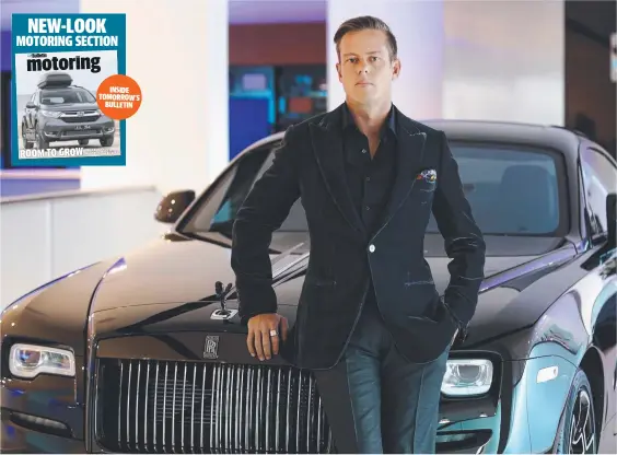  ?? Picture: JAMES FITZGERALD ?? Supercars champion James Courtney with the new Rolls Royce Wraith Black Badge.
