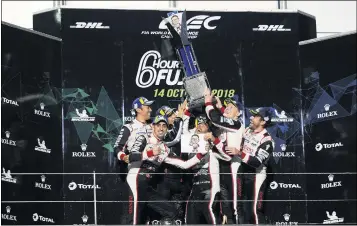  ??  ?? Toyota drivers Kobayashi, Conway and Lopez took their first win of the WEC superseaso­n