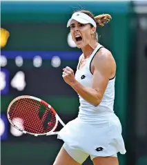  ?? ?? France’s Alize Cornet reacts after beating world number one Iga Swiatek