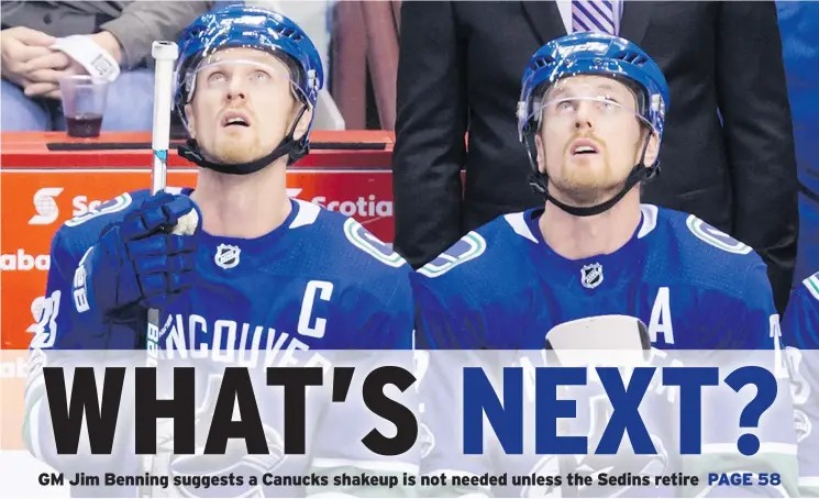  ?? — CP FILES ?? There’s an argument to be made that if Henrik Sedin, left, and his twin brother Daniel retire, the Canucks can spend the money on younger, faster free agents.