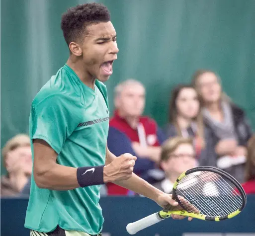  ??  ?? Félix Auger-aliassime a atteint le carré d’as du Challenger de Drummondvi­lle dans un match très relevé face à l’australien Alex De Minaur.