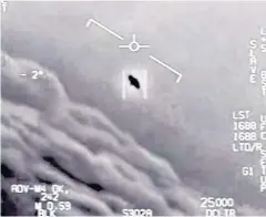  ?? NYT ?? A still image from a video of an encounter between two Navy F/A-18F fighter jets and an unknown object near San Diego in 2004.