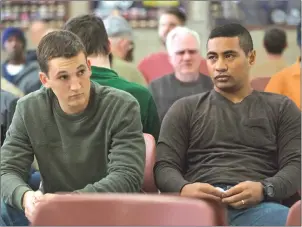  ??  ?? This image released by DreamWorks Pictures shows Miles Teller, left, and Beulah Koale in a scene from “Thank You For Your Service.” The drama follows a group of U.S. soldiers returning from Iraq who struggle to integrate back into family and civilian...