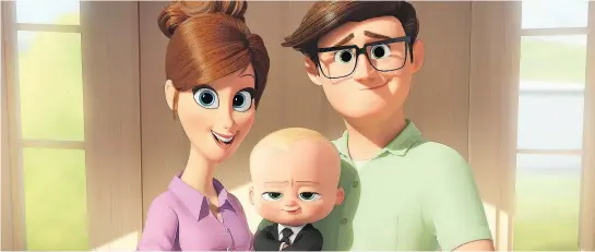  ?? — WENN.COM ?? The Boss Baby features the voices of Lisa Kudrow, from left, Alec Baldwin and Jimmy Kimmel.