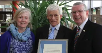  ??  ?? WIT Head of the School of Humanities, Marian O’Neill, Walter O’Leary and Ray Cullen, head of the Department of Languages, Tourism and Hospitalit­y.