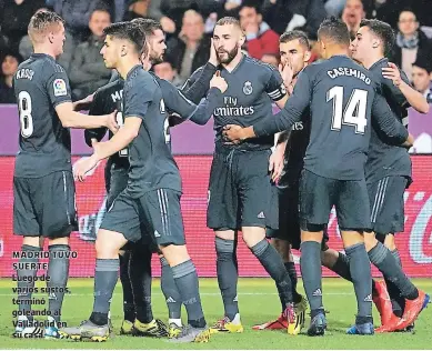  ?? FOTO: AFP ?? madrid tuvo suerte Luego de varios sustos, terminó goleando al Valladolid en su casa.