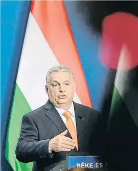  ?? //SG  BSrBusueuB l  ·. ?? El primer ministre hongarès, Viktor Orbán, ahir en roda de premsa