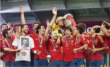  ?? PABLO GARCÍA ?? La celebració­n de España de la Eurocopa ganada en Kiev en 2012.