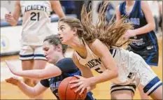  ?? Jim Franco / Times Union ?? Albany Academy freshman Morgan Vien drives to the basket earlier this season. She is one of the team’s starters.