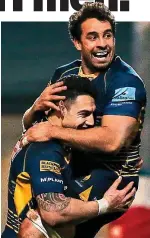  ?? REX ?? Late show: Bryce Heem is hoisted in celebratio­n after winning try