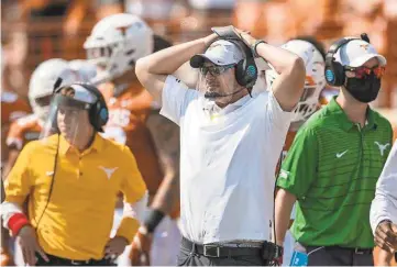  ?? RICARDO B. BRAZZIELL/USA TODAY SPORTS ?? Tom Herman and the Longhorns face a desperate Oklahoma team Saturday.