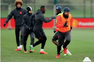  ?? Reuters ?? Manchester United’s players during the training session. —