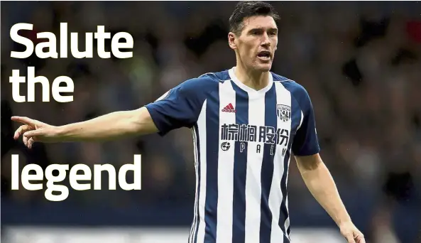  ??  ?? Still going strong: WBA’s Gareth Barry gesturing to his teammates during the English Premier League match against West Ham at the Hawthorns in London last Saturday. — AP