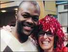  ?? — PNG PHOTO ?? Clay Somo, left, and Barb Katz were at the airport to greet Team Cameroon as the team arrived in Vancouver for the 2015 FIFA Women’s World Cup.