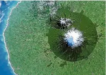  ?? NASA ?? Egmont National Park, with snow clearly outlining conical Mt Taranaki at its centre, captured in a Nasa satellite image.