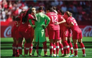  ?? DARRYL DYCK/THE CANADIAN PRESS ?? Canada, in Pot 1 with the rest of the top six teams in the world, will be handed its road map for the 2019 Women’s World Cup Saturday in Paris. The event runs June 7 to July 7 in France.