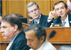  ??  ?? House Foreign Affairs Committee Chairman Rep. Ed Royce, R-Calif., right, speaks on Capitol Hill in Washington on Wednesday during the committee’s hearing on Iran.