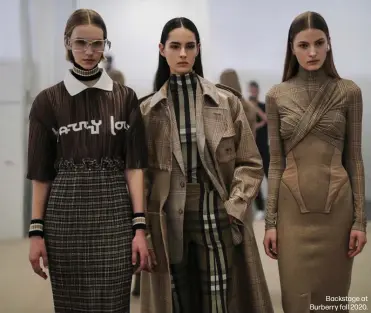  ??  ?? Backstage at Burberry fall 2020.