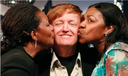  ?? Photograph: Jens Kalaene/EPA ?? Frank Farian with former Boney M singers Liz Mitchell and Marcia Barrett (right) at the premiere of the musical Daddy Cool in Berlin in 2007.