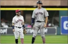  ?? YI-CHIN LEE — HOUSTON CHRONICLE VIA AP ?? The Yankees’ Aaron Judge, right, found out Sunday that he was voted in as a starter for the All-Star game for the first time. Astros second baseman Jose Altuve, left, will be making his third All-Star start.