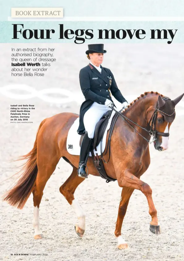  ?? PHOTO: UWE ANSPACH/DPA ?? Isabell and Bella Rose riding to victory in the CHIO North-Rhine Palatinate Prize in Aachen, Germany on 20 July 2018