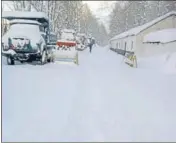  ?? ANI ?? National Highway 3 blocked at Sissu in Lahaul-Spiti district on Sunday following heavy snowfall.