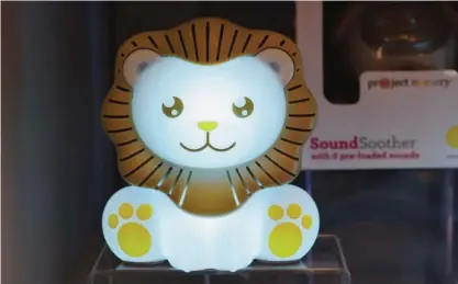  ?? — AFP ?? LAS VEGAS: The Sound Soother from Project Nursery, offering preloaded lullabies and nature sounds and Bluetooth streaming capability, is on display at the 2017 Consumer Electronic Show (CES) on Sunday.