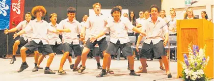  ?? Photos / Dean Taylor ?? Te Awamutu College Kapa Haka challenge the 2023 head students.