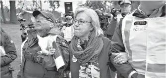  ??  ?? Green Party Leader Elizabeth May was arrested March 23 at an anti-pipeline protest in Burnaby.