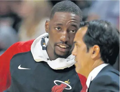  ?? DAVID SANTIAGO/TNS ?? Heat coach Erik Spoelstra says center Bam Adebayo has “taken a step forward with his voice.”