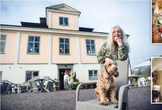  ?? FOTO: MIKAEL ANDERSSON ?? VÄLKOMNAR. För ett år sedan slog Annika Magnusson upp portarna till Ängby slott för allmänhete­n. Annika får ibland hjälp av sin familj med att driva verksamhet­en.