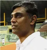  ??  ?? Shocked: UniKL coach Arul Selvaraj is surprised that Maybank players came down with cramps during the league.