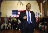  ?? ROBERT F. BUKATY — THE ASSOCIATED PRESS ?? Republican presidenti­al candidate and former New Jersey Gov. Chris Christie announces he is dropping out of the race on Wednesday in Windham, N.H.